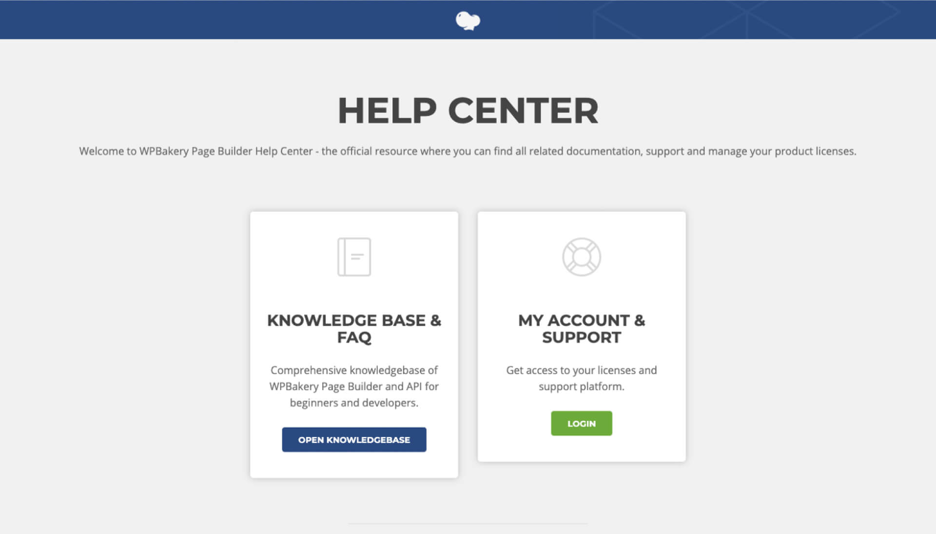 WPBakery Page Builder 官網的 Help Center 頁面